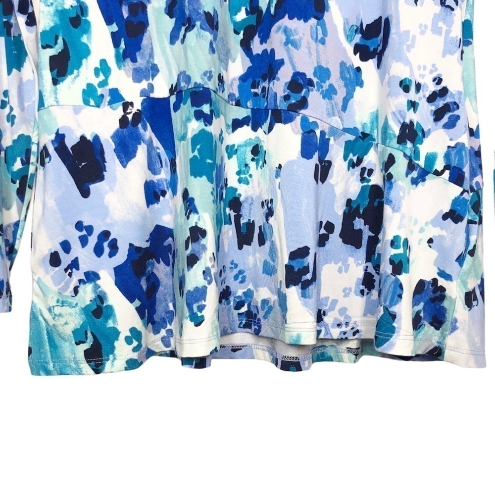 New Logo by Lori Goldstein Printed Rayon 230 Scoop Neck Top New Blue NWOT - Picture 5 of 9